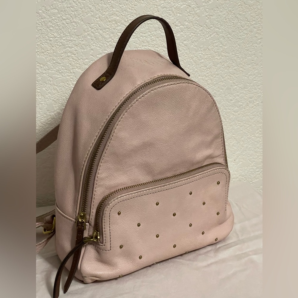 COPY - Fossil Felicity leather backpack pale pink with studs